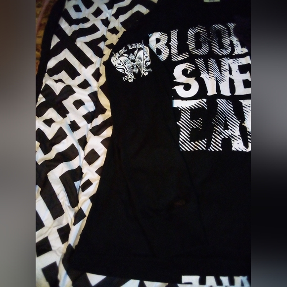 BLAC LABEL Gothic Graphic Embroidered Long Sleeve Exposed Hem Shirt Men's 4X Blk - Picture 4 of 14